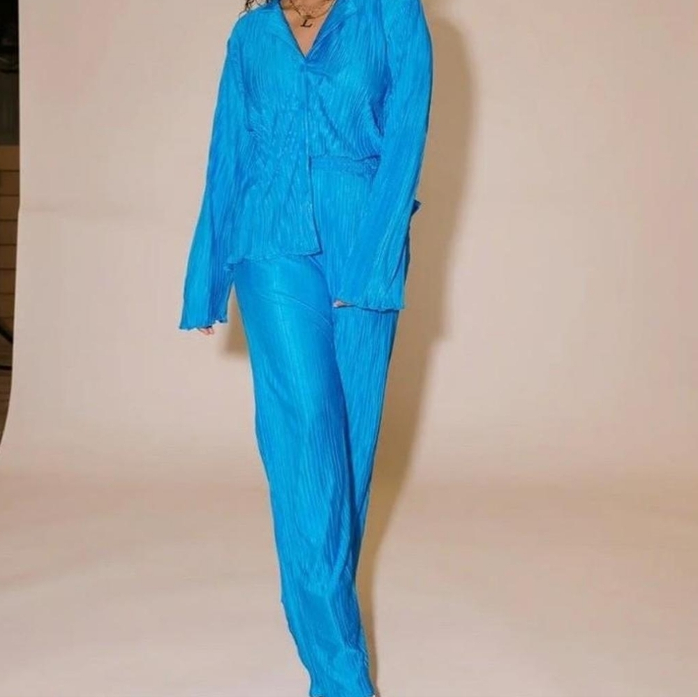 Electric Blue Plisse Matching Set
